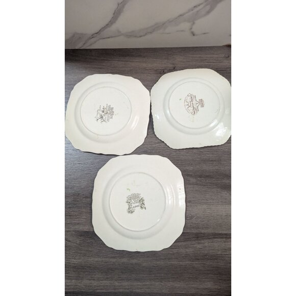 vtg Johnson Brothers  Square Collector Plates Pansy Floral  Countryside Set Of 3 - Picture 5 of 6